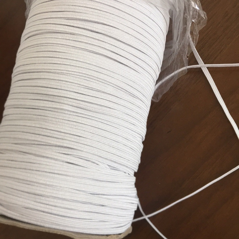 10 yards 1/8” White elastic for face mask 3 mm